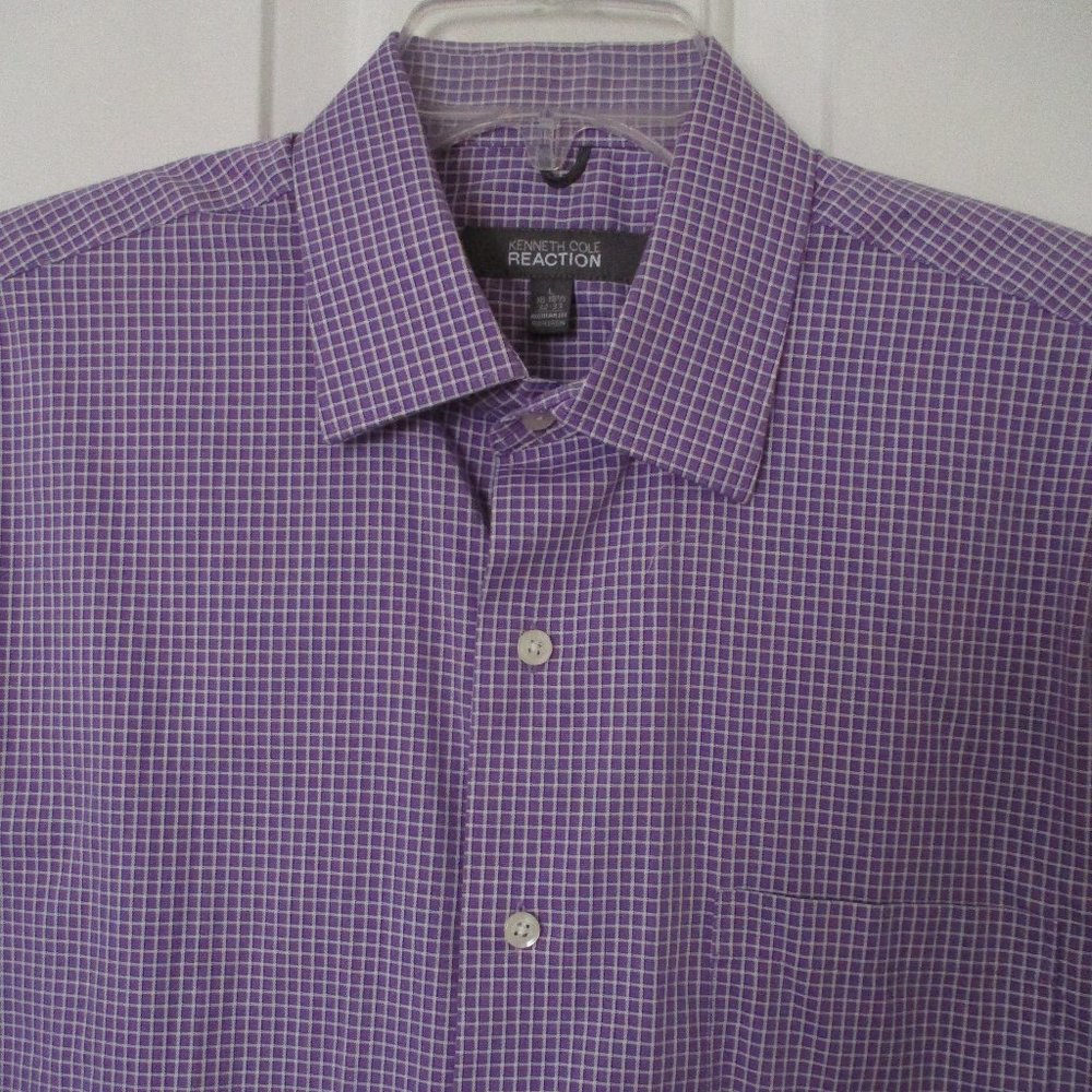 Kenneth Cole Reaction Mens L/S Purple Cotton Dress Shirt NWOT - 16.5/32-33 or L